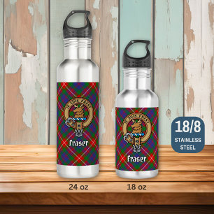 Clan Fraser van Lovat Crest over Tartan Waterfles