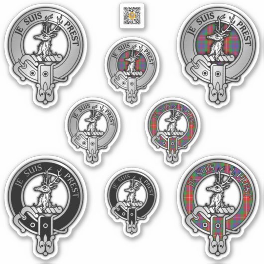 Clan Fraser van Lovat Crest & Tartan Sticker (Voorkant)