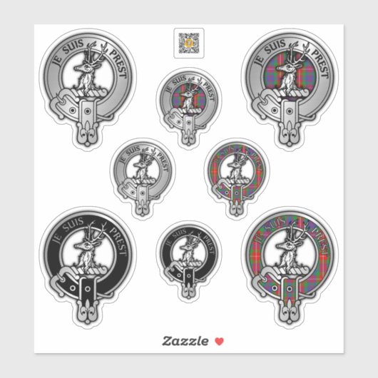 Clan Fraser van Lovat Crest & Tartan Sticker (Vel)