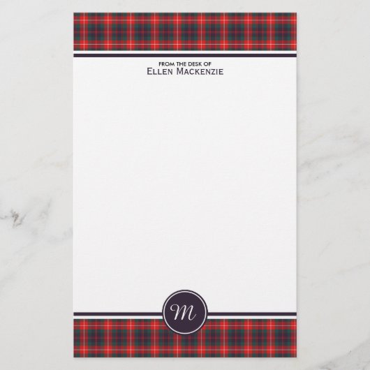 Clan Fraser van Lovat Modern Tartan Monogram Briefpapier (Voorkant)