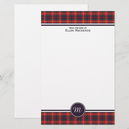 Clan Fraser van Lovat Modern Tartan Monogram Briefpapier (Voorkant / Achterkant)