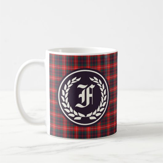 Clan Fraser van Lovat Modern Tartan Monogram Koffiemok (Links)