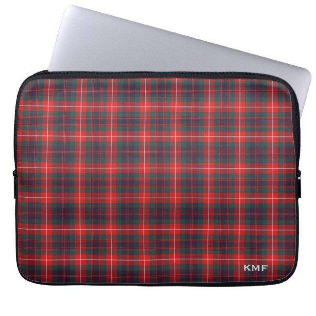 Clan Fraser van Lovat Tartan Red Pset Monogrammed Laptop Sleeve (Voorkant)