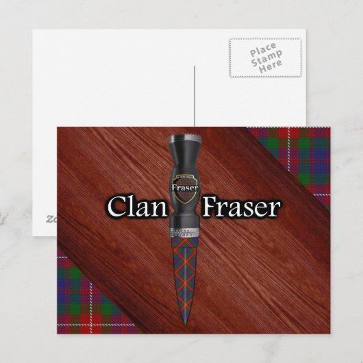 Clan Fraser van Lovat Tartan Sgian Dubh Blade Briefkaart (Voorkant / Achterkant)