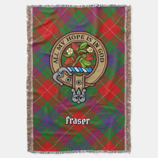 Clan Fraser Wapen over Tartan Deken (Voorkant Verticaal)
