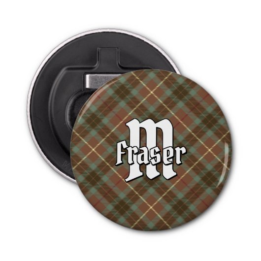 Clan Fraser Weathered Hunting Tartan Button Flesopener (Voorkant)