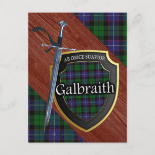 Clan Galbraith Tartan Sword & Shield Briefkaart