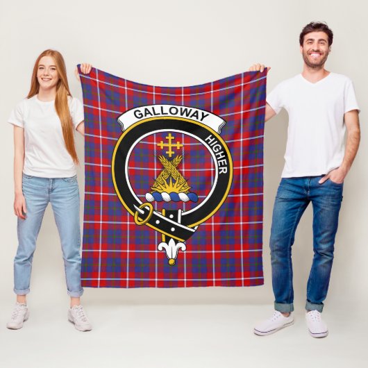Clan Galloway Red Tartan Pset Fleece Deken (In situ)
