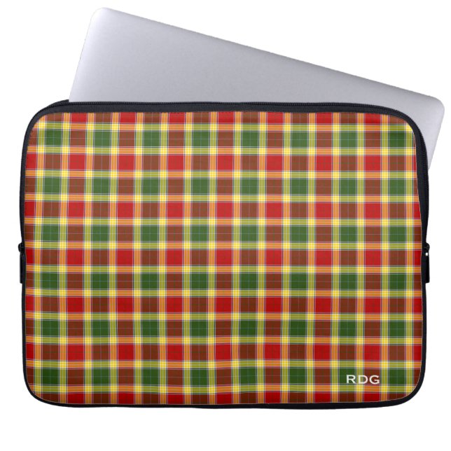 Clan Gibbs en Gibson Tartan Monogrammed Laptop Sleeve (Voorkant)