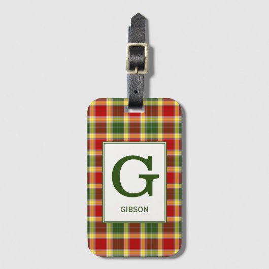 Clan Gibbs Tartan Monogrammed Bagagelabel (Voorkant (verticaal))