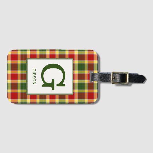 Clan Gibbs Tartan Monogrammed Bagagelabel (Voorkant (horizontaal))