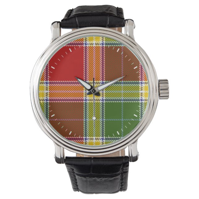 Clan Gibson Tartan Horloge (Voorkant)