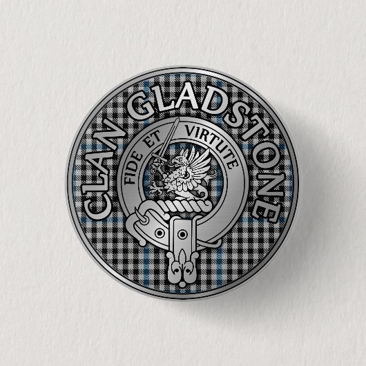 Clan Gladstone Crest & Tartan Button (Voorkant)