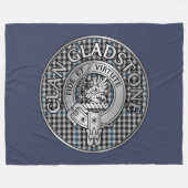 Clan Gladstone Crest & Tartan Fleece Deken (Voorkant (Horizontaal))