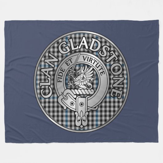 Clan Gladstone Crest & Tartan Fleece Deken (Voorkant (Horizontaal))