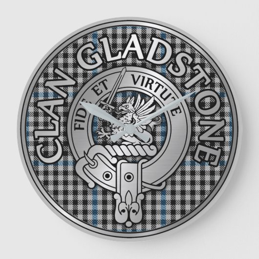 Clan Gladstone Crest & Tartan Grote Klok (Voorkant)
