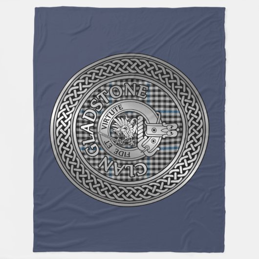 Clan Gladstone Crest & Tartan Knot Fleece Deken (Voorkant)