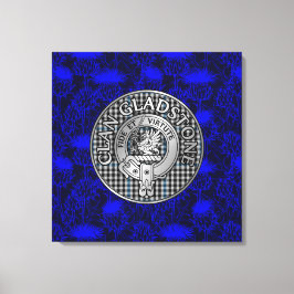 Clan Gladstone Crest & Tartan op distel Canvas Afdruk