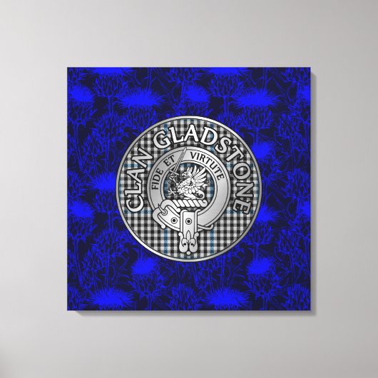 Clan Gladstone Crest & Tartan op distel Canvas Afdruk (Voorkant)