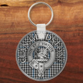 Clan Gladstone Crest & Tartan Sleutelhanger (Voorkant)