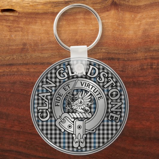 Clan Gladstone Crest & Tartan Sleutelhanger (Voorkant)
