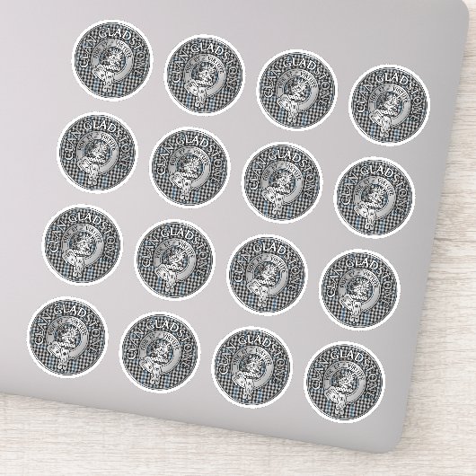 Clan Gladstone Crest & Tartan Sticker (Detail)