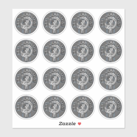 Clan Gladstone Crest & Tartan Sticker (Vel)