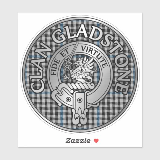 Clan Gladstone Crest & Tartan Sticker (Vel)