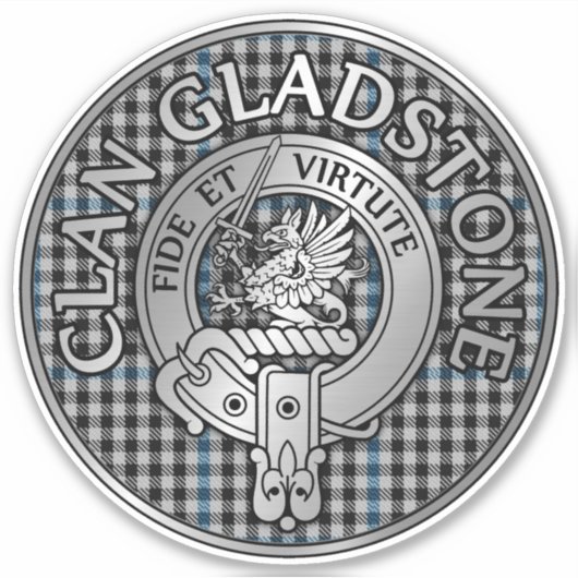Clan Gladstone Crest & Tartan Sticker (Voorkant)