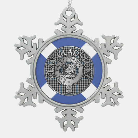 Clan Gladstone Crest & Tartan Tin Sneeuwvlok Ornament (Voorkant)