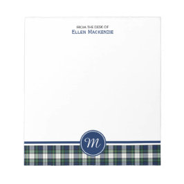 Clan Gordon Blue en White Dress Tartan Monogram Notitieblok