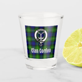 Clan Gordon Crest Badge & Tartan Shot Glas