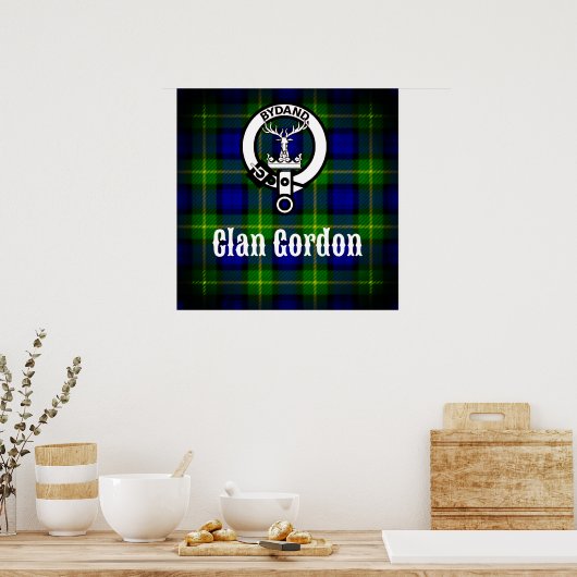Clan Gordon Crest en Tartan Poster (Keuken)