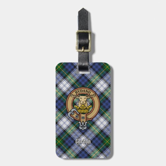 Clan Gordon Crest over Dress Tartan Bagagelabel (Voorkant verticaal)