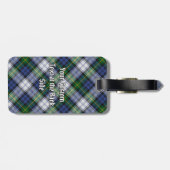 Clan Gordon Crest over Dress Tartan Bagagelabel (Achterkant horizontaal)