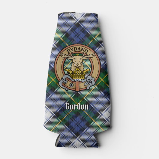Clan Gordon Crest over Dress Tartan Bottle Cooler (Voorkant)