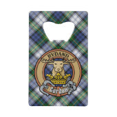 Clan Gordon Crest over Dress Tartan Creditkaart Flessenopener (Voorkant)