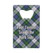 Clan Gordon Crest over Dress Tartan Creditkaart Flessenopener (Achterkant)