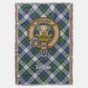 Clan Gordon Crest over Dress Tartan Deken