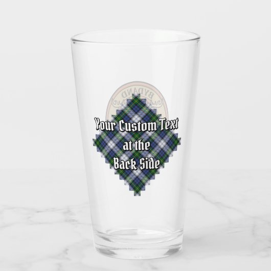 Clan Gordon Crest over Dress Tartan Glas (Achterkant)