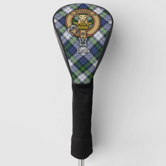 Clan Gordon Crest over Dress Tartan Golfheadcover (Voorkant)