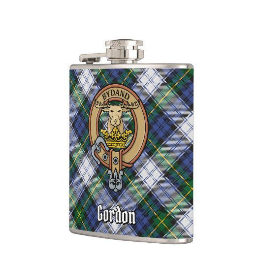 Clan Gordon Crest over Dress Tartan Heupfles (Links)