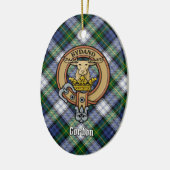 Clan Gordon Crest over Dress Tartan Keramisch Ornament (Links)