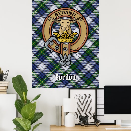 Clan Gordon Crest over Dress Tartan Poster (Thuiskantoor)