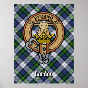 Clan Gordon Crest over Dress Tartan Poster
