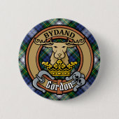 Clan Gordon Crest over Dress Tartan Ronde Button 5,7 Cm (Voorkant)
