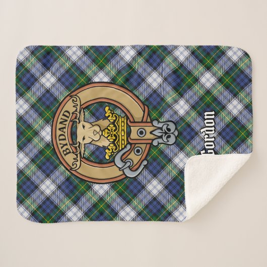 Clan Gordon Crest over Dress Tartan Sherpa Deken (Voorkant (horizontaal))