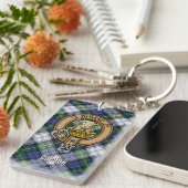 Clan Gordon Crest over Dress Tartan Sleutelhanger (Voorkant Rechts)
