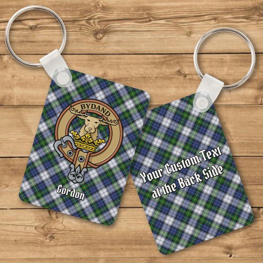 Clan Gordon Crest over Dress Tartan Sleutelhanger