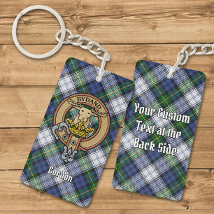 Clan Gordon Crest over Dress Tartan Sleutelhanger